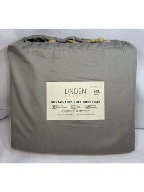 Linden Street Full Size Sheet Set Oxide Gray SOFT 300 TC Flat Fitted *T11